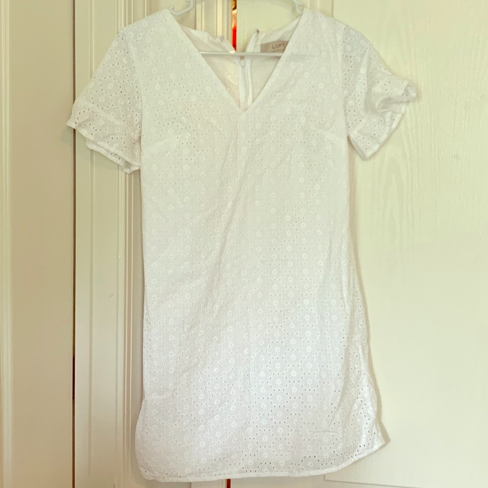 Mini eyelet shift dress